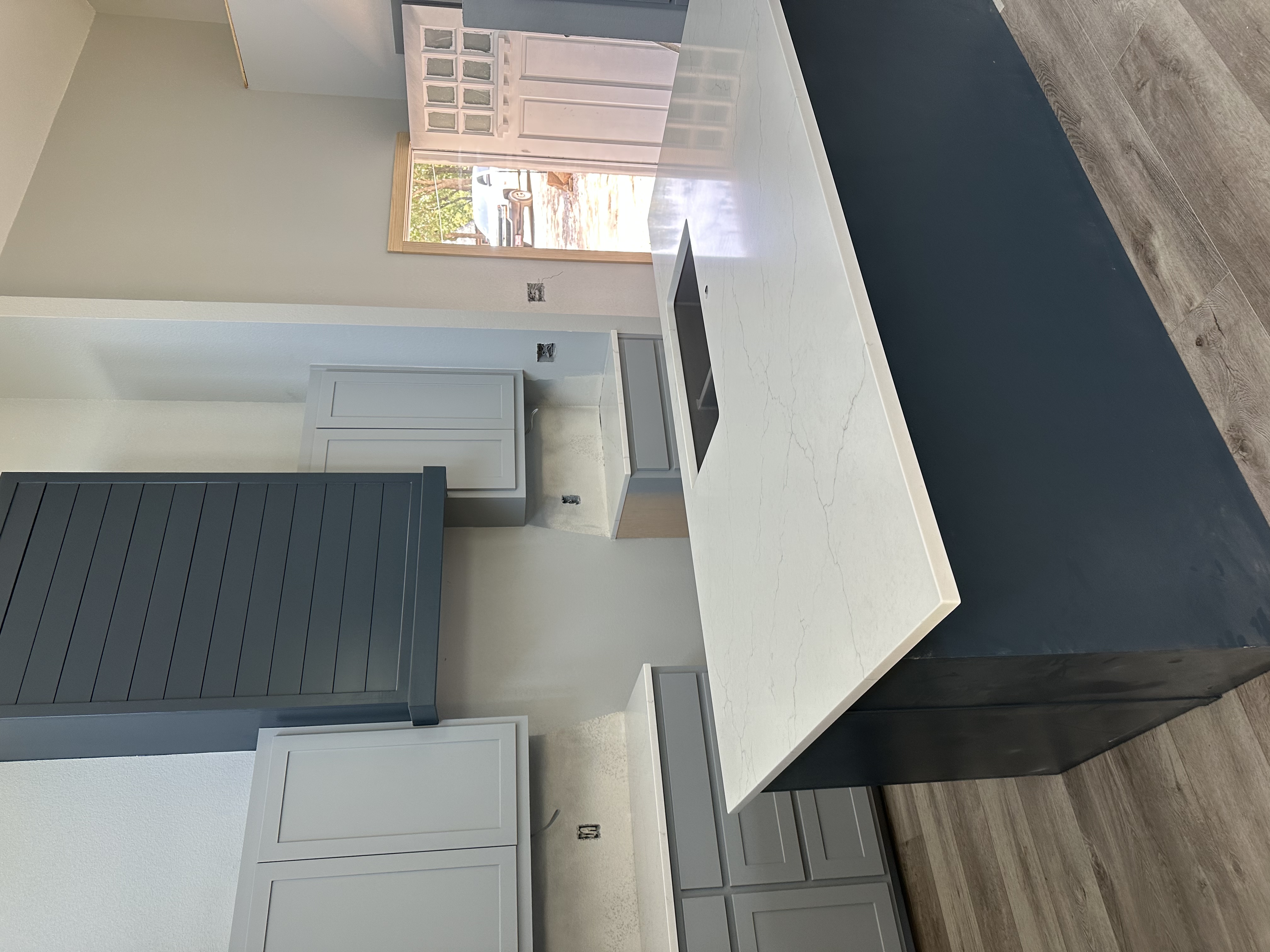 Barndominium kitchen finish-out with island